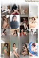 A collage of photos of a woman in lingerie posing for a magazine.